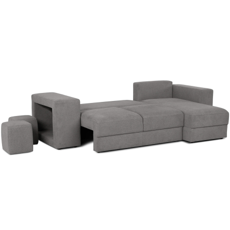 Sofá chaise longue reversível MASSIMO com cama, baú e puffs - Grupo 3 -Brooklyn Anthracite - Cinzento escuro Sofá chaise longue reversível MASSIMO com cama, baú e puffs - Grupo 3 -Brooklyn Anthracite - Cinzento escuro