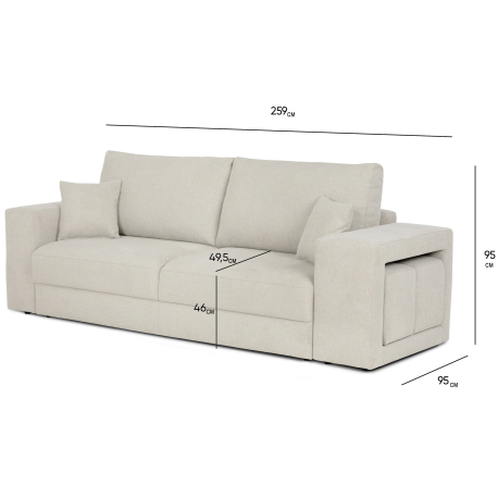 Sofá 3 lugares MASSIMO com cama, baú e puffs - 3 Seater Sofas Sofá 3 lugares MASSIMO com cama, baú e puffs - 3 Seater Sofas