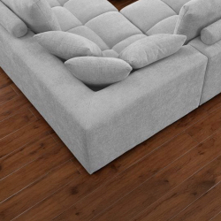 Sofá de canto CALIFORNIA com duplo chaise longue e repousa-pés - Cinzento Claro Sofá de canto CALIFORNIA com duplo chaise longue e repousa-pés - Cinzento Claro