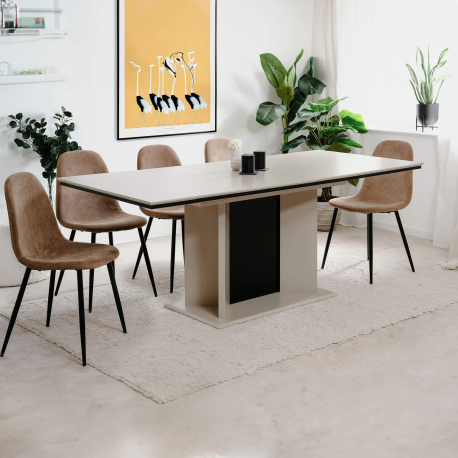 Mesa extensível NOVARA (160-200cm) - bege e preto