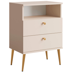 Mesa de cabeceira HIGH com 2 gavetas - bege
