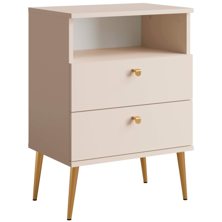 Mesa de cabeceira HIGH com 2 gavetas - bege