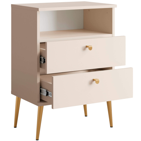 Mesa de cabeceira HIGH com 2 gavetas - bege