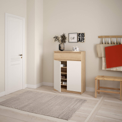 Sapateira NEW MATRIX com 2 portas - Carvalho e Branco Sapateira NEW MATRIX com 2 portas - Carvalho e Branco