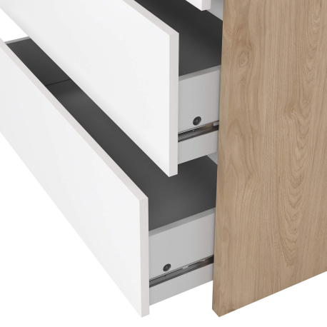 Cómoda ALVELOS com 3 gavetas - Carvalho e Branco Brilho Cómoda ALVELOS com 3 gavetas - Carvalho e Branco Brilho