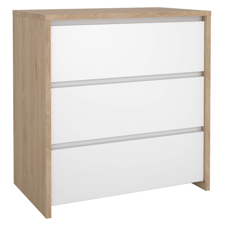 Cómoda ALVELOS com 3 gavetas - Carvalho e Branco Brilho Cómoda ALVELOS com 3 gavetas - Carvalho e Branco Brilho