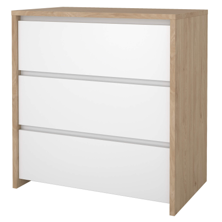 Cómoda ALVELOS com 3 gavetas - Carvalho e Branco Brilho Cómoda ALVELOS com 3 gavetas - Carvalho e Branco Brilho