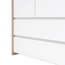 Roupeiro ALVELOS com 3 portas e 2 gavetas -Carvalho e branco brilho Roupeiro ALVELOS com 3 portas e 2 gavetas -Carvalho e branco brilho