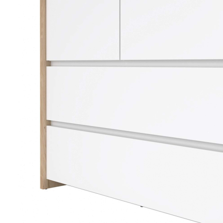 Roupeiro ALVELOS com 3 portas e 2 gavetas -Carvalho e branco brilho Roupeiro ALVELOS com 3 portas e 2 gavetas -Carvalho e branco brilho