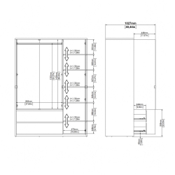 Roupeiro ALVELOS com 3 portas e 2 gavetas -Carvalho e branco brilho Roupeiro ALVELOS com 3 portas e 2 gavetas -Carvalho e branco brilho