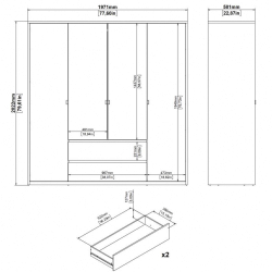 Roupeiro ALVELOS com 4 portas e 2 gavetas - Closet with Crash Doors