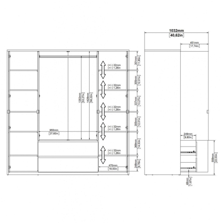 Roupeiro ALVELOS com 4 portas e 2 gavetas - Closet with Crash Doors