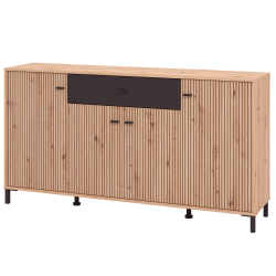 Aparador AVIGNON com 4 portas e 4 gavetas - Carvalho artesanato e preto