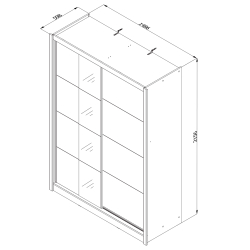 Roupeiro ALBI (150cm) com espelho - Branco mate