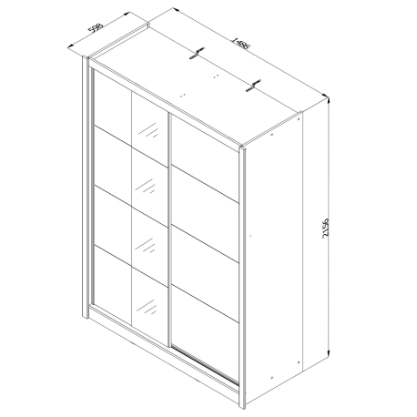 Roupeiro ALBI (150cm) com espelho - Branco mate