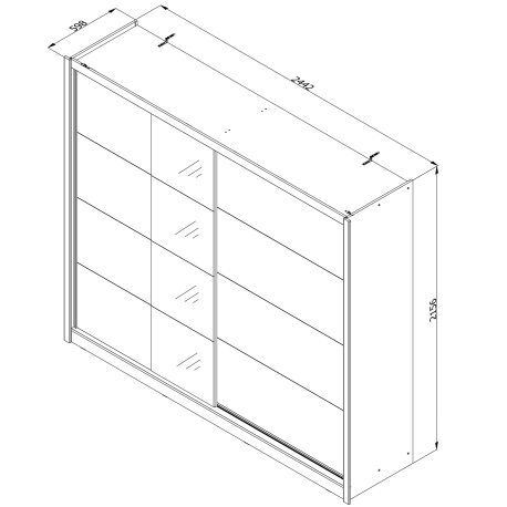 Roupeiro ALBI (245cm) com espelho - Closet with Running Doors Roupeiro ALBI (245cm) com espelho - Closet with Running Doors