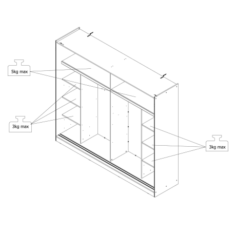 Roupeiro ALBI (245cm) com espelho - Closet with Running Doors Roupeiro ALBI (245cm) com espelho - Closet with Running Doors