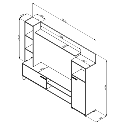 Estante TV RETIMNO com 2 portas e 6 prateleiras - Carvalho artesanato e preto Estante TV RETIMNO com 2 portas e 6 prateleiras - Carvalho artesanato e preto