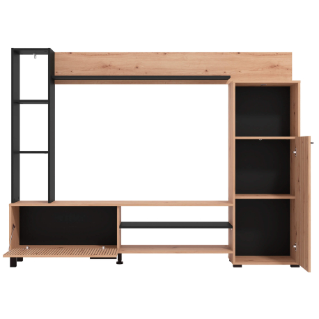 Estante TV RETIMNO com 2 portas e 6 prateleiras - Carvalho artesanato e preto Estante TV RETIMNO com 2 portas e 6 prateleiras - Carvalho artesanato e preto