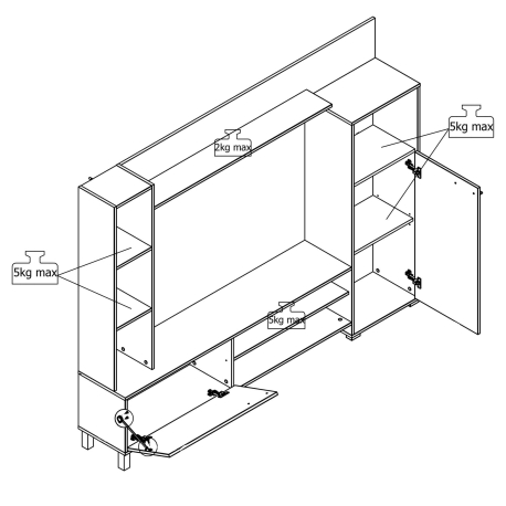 Estante TV RETIMNO com 2 portas e 6 prateleiras - Carvalho artesanato e preto Estante TV RETIMNO com 2 portas e 6 prateleiras - Carvalho artesanato e preto