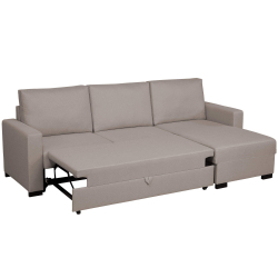 Sofá chaise longue reversível CONCORDIA com cama - Bege Sofá chaise longue reversível CONCORDIA com cama - Bege