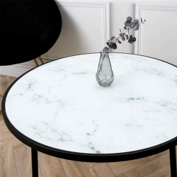 Mesa de centro FELICITY - Branco mármore e preto