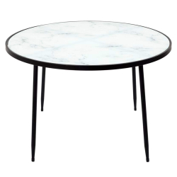 Mesa de centro FELICITY - Branco mármore e preto