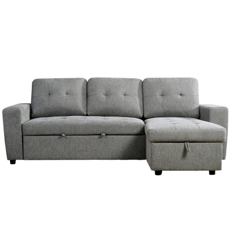 Sofá chaise longue reversível FABIANA III com cama e baú - Cinzento [HK100-22]