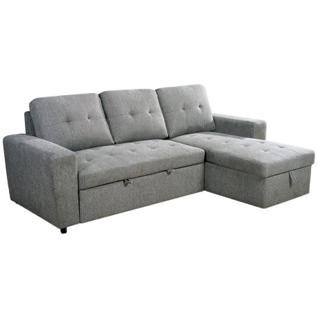 Sofá chaise longue reversível FABIANA III com cama e baú - Cinzento [HK100-22]