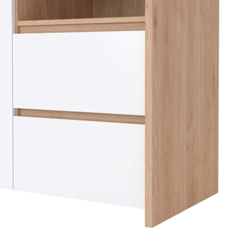 Vitrine NEXT com 3 portas e 2 gavetas - Branco brilho e carvalho Vitrine NEXT com 3 portas e 2 gavetas - Branco brilho e carvalho