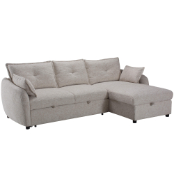 Sofá chaise longe ISADORA com cama e baú - Marfim - direita