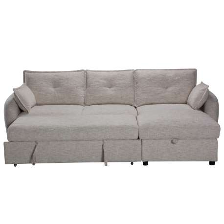Sofá chaise longe ISADORA com cama e baú - Marfim - direita