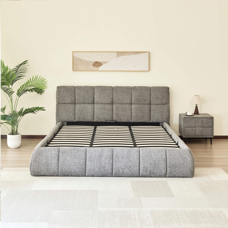 Pack cama de casal elevatória NEWCASTLE + colchão NEW PALACIO - cinzento 160cm e 180cm Pack cama de casal elevatória NEWCASTLE + colchão NEW PALACIO - cinzento 160cm e 180cm