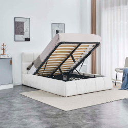 Pack cama de casal elevatória NEWCASTLE + colchão NEW PALACIO - branco teddy 140cm Pack cama de casal elevatória NEWCASTLE + colchão NEW PALACIO - branco teddy 140cm