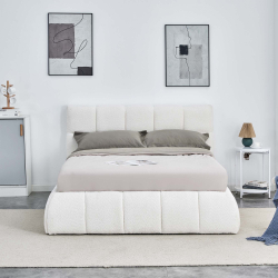 Pack cama de casal elevatória NEWCASTLE + colchão NEW PALACIO - branco teddy 140cm Pack cama de casal elevatória NEWCASTLE + colchão NEW PALACIO - branco teddy 140cm