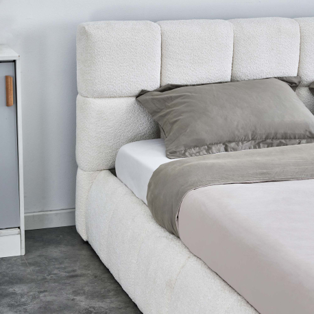 Pack cama de casal elevatória NEWCASTLE + colchão NEW PALACIO - branco teddy 140cm Pack cama de casal elevatória NEWCASTLE + colchão NEW PALACIO - branco teddy 140cm