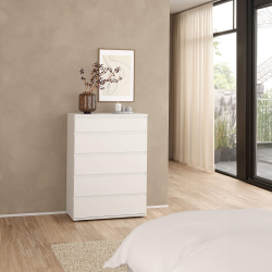 Cómoda alta NEW MATRIX II com 5 gavetas - branco Cómoda alta NEW MATRIX II com 5 gavetas - branco