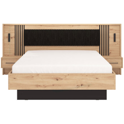 Pack cama de casal ASCALON + Colchão NEW PALACIO - Carvalho Artesanato e Preto