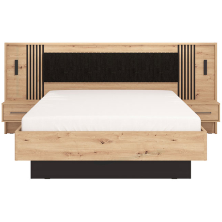 Pack cama de casal ASCALON + Colchão NEW PALACIO - Carvalho Artesanato e Preto