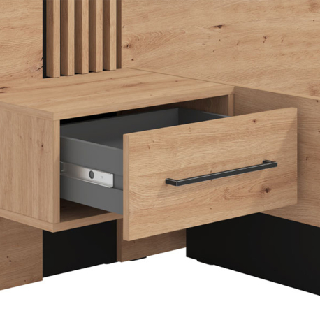 Pack cama de casal ASCALON + Colchão NEW PALACIO - Carvalho Artesanato e Preto