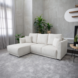 Sofá chaise longue MARTE com cama e baú Esquerda, Cor - Branco gelo