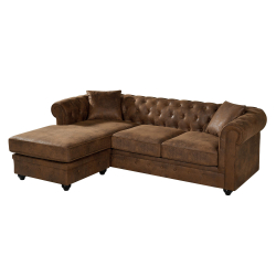Sofá chaise longue reversível CHESTER Castanho Vintage - Reversível