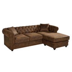 Sofá chaise longue reversível CHESTER Castanho Vintage - Reversível