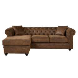 Sofá chaise longue reversível CHESTER Castanho Vintage - Reversível