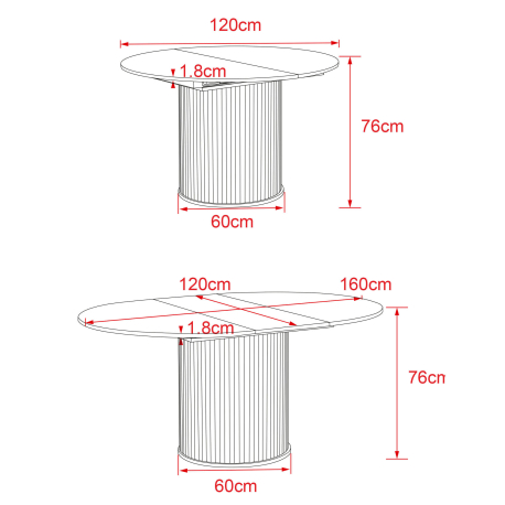 Mesa extensível GORDON (120-160cm) - Carvalho