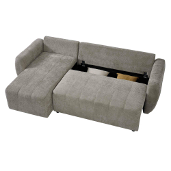 Sofá chaise longue reversível MOLITA com cama e baú -Bege acinzentado Sofá chaise longue reversível MOLITA com cama e baú -Bege acinzentado