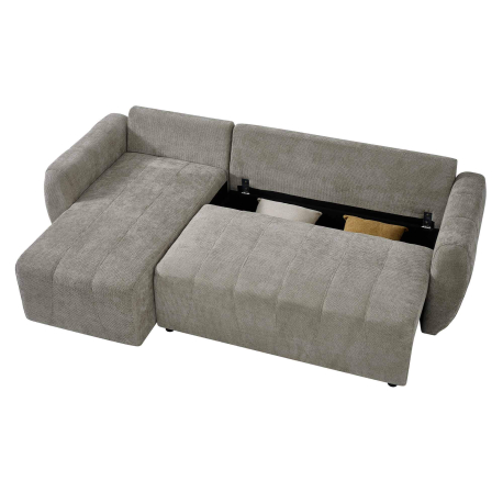 Sofá chaise longue reversível MOLITA com cama e baú -Bege acinzentado Sofá chaise longue reversível MOLITA com cama e baú -Bege acinzentado