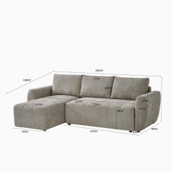 Sofá chaise longue reversível MOLITA com cama e baú -Bege acinzentado Sofá chaise longue reversível MOLITA com cama e baú -Bege acinzentado