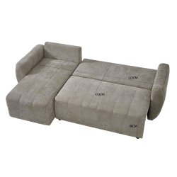 Sofá chaise longue reversível MOLITA com cama e baú -Bege acinzentado Sofá chaise longue reversível MOLITA com cama e baú -Bege acinzentado