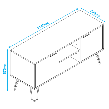 362520 - Móvel TV CASSIE com 2 portas - Branco e Preto 362520 - Móvel TV CASSIE com 2 portas - Branco e Preto